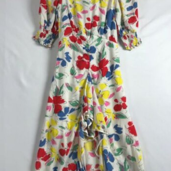 RIXO Dresses Rixo White Floral High Neck Dress Target Poshmark